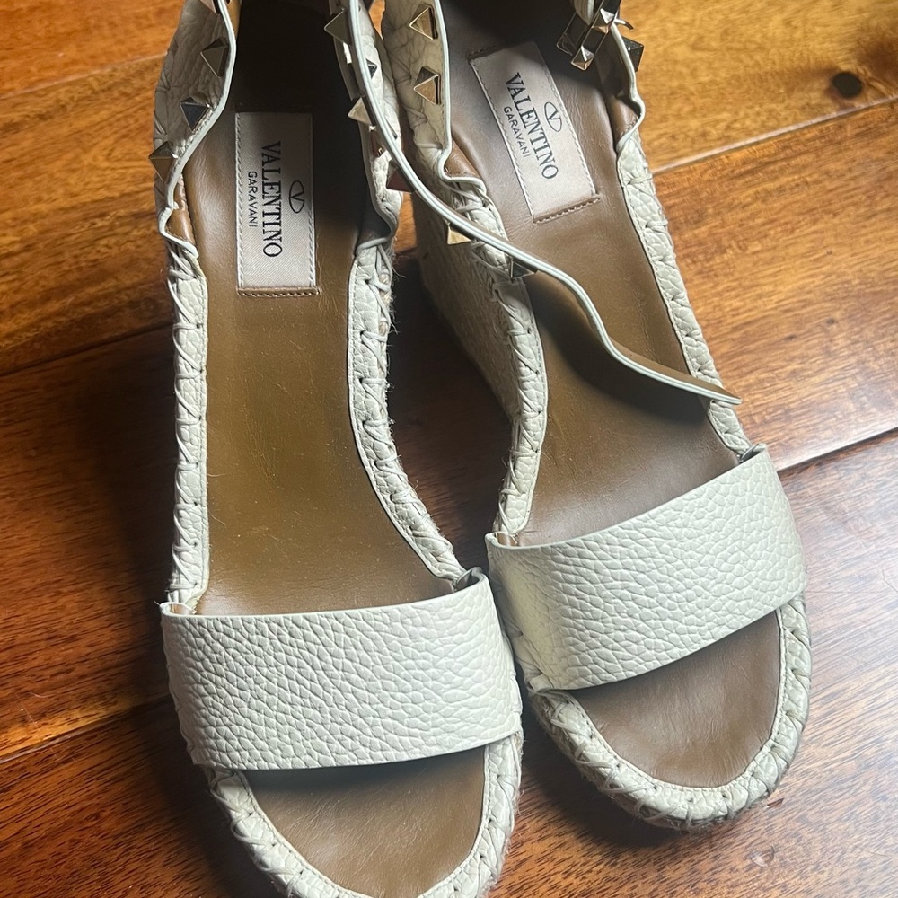 Valentino Cream Wedges with Espadrille Platform